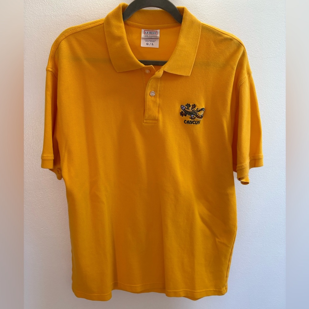 Cancun Mexico Yellow Polo Shirt L